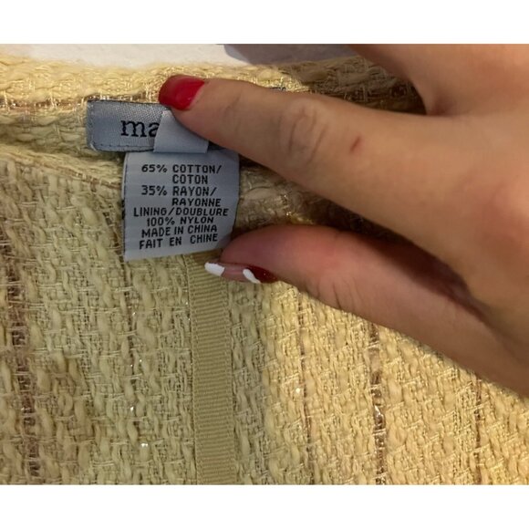 Mac & Jac Womens Yellow A-Line Tweed Skirt Size 6 Bow Accents - Picture 7 of 10